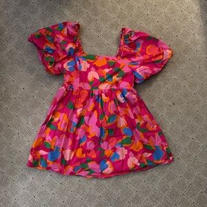 Vibrant Floral Puff Sleeve Dress